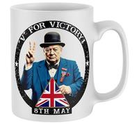 Purple Print House V for Victory VE Day Mug 8th May Churchill Tea Coffee Cup For 80th Anniversary Celebrations