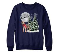 Purple Print House Vintage Border Terrier Christmas Sweatshirt Kids Funny Vintage Style Xmas Sweater Dog Walker Gifts For Boys and Girls, 7-8 Years, Navy