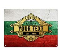 Purple Print House Vintage Bulgarian Flag Bar Sign - Personalised Home Bar Signs Accessories For Bulgaria Him or Her - Gift Plaque Man Cave or Pub, Small