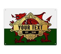 Purple Print House Vintage Wales Flag Bar Sign - Personalised Home Bar Signs Accessories For Welsh Him or Her - Gift Plaque Man Cave or Pub, Large