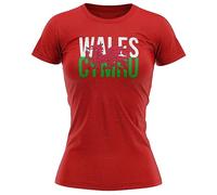 Purple Print House Wales Cymru Womens T Shirt Welsh Rugby Football Supporter St Davids Day Top Tee Her, XXL, Red