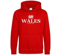 Purple Print House Wales Dragon Cymru Am Byth Hoodie Kids Cymru Rugby Nations Welsh Football Supporters, 9-11 Years, Red