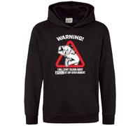 Purple Print House Warning I Will Talk About Fishing Hoodie For Boys Funny Fish Carp Top Can Be Personalised, 7-8 Years, Black