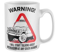 Purple Print House Warning Will Talk About Offroading Mug, Funny Coffee Cup, Offroad Driver Gifts for Him, Offroader Birthday Present Ideas For Dad or Son, One Size, White