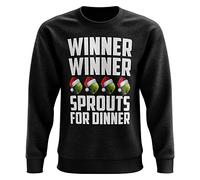 Purple Print House Winner Winner Sprouts Dinner Sweatshirt, Funny Jumpers, Sweater Xmas Tee Top Office Party, M, Black