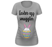 Purple Print House Womens Baby Bump's First Easter Maternity T Shirt - Slogan Easter Outfit Ideas for Mum to Be - Baby Announcement, M, Sport Grey