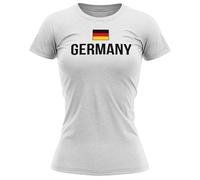 Purple Print House Womens Germany Football T Shirt Country European German Gifts Her Footy Top, S, White