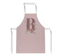Purple Print House Womens Initial Flower Apron - Personalised Birthday Gifts For Her - Pink Pretty Unique, One Size, White