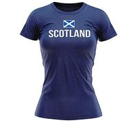 Purple Print House Womens Scotland Football Shirt - Womens Scotland Flag Football T Shirt - Football Country European Scottish Tournament Gifts for Her - Unique Footy Top, XXL, Navy