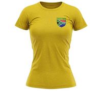 Purple Print House Womens South Africa Badge T Shirt Ladies Rugby Football Supporter Flag, M, Yellow