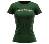 Purple Print House Womens South Africa Heartbeat Rugby T Shirt for South African Supporters, XXL, Bottle