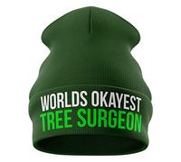 Purple Print House Worlds Okayest Tree Surgeon Hat - Beanie Hat - Workwear Gifts for Him - Winter Beanie Hat with a Tree Surgeon Joke Embroidered On The Front, One Size, Bottle