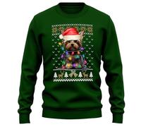 Purple Print House Yorkshire Terrier Xmas Jumper Santa Christmas Puppies Sweatshirt Men Women Sweater, L, Bottle