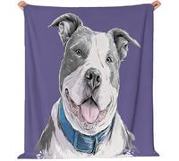 Purple Print Throw Blanket for Kids, Minimalist Animal Bulldog Soft Cozy Fluffy Flannel Blanket - 100 x 130 cm Warm Sofa Couch Theme Flannel Blanket for Teen Birthday Gift