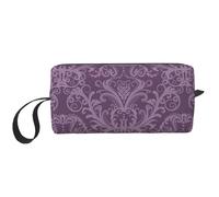 Purple Print Travel Storage Case Portable Cosmetic Pouch Zippered Organizer Bag for Orderly Arrangement