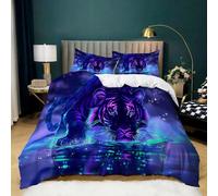 Purple Printed Duvet Cover Set for All Seasons christmas bedding duvet sets Double bed Machine Washable Fantasy Art Black Tiger Printed Microfiber Duvet Cover 200 x 200 cm