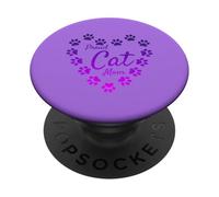Purple Proud Cat Mom Heart Paw Prints Aesthetic Cute PopSockets Adhesive PopGrip