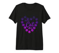 Purple Proud Cat Mom Heart Paw Prints Aesthetic Cute Premium T-Shirt