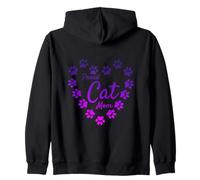 Purple Proud Cat Mom Heart Paw Prints Aesthetic Cute Zip Hoodie