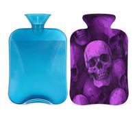 Purple Psychedelic Skull Hot Water Bottle with Cover, 2L Hot Water Bag for Pain Relief, Neck Soft and Shoulder, Hand Feet Warmer, Hot and Cold Compress for Adult Kids