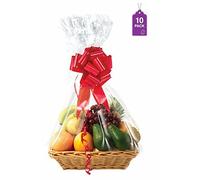 Purple Q Crafts Clear Cellophane Basket Bags 24"x30" 10 Pack - Medium/Large Clear Gift Basket Wrap Bags for Baskets, Gifts, and Party Presents - Crystal Cello Bags for Gift Wrapping