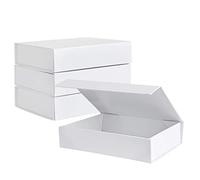 Purple Q Crafts White Hard Gift Box with Magnetic Closure Lid 7" x 5" x 1.6" Rectangle Small Boxes For Gifts With White Glossy Finish (10 Pack)