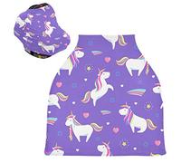 Purple Rainbow Unicorn Magic Stretchy Baby Car Seat Cover,Canopy Nursing Covers,Soft Breathable Windproof Scarf Changepad for Winter Infant Breastfeeding Boys