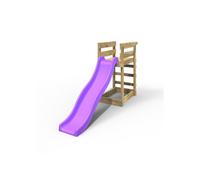 (Purple) Rebo Add-on Wooden Platform with 6FT Slide for Wooden Garden Swing Sets