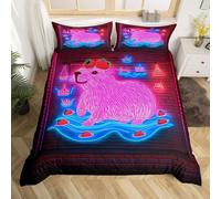 (Purple Red, Single(No Comforter)) Homewish Pink Monkey Bedding Set Double,Jungle Animals Monkey Duvet Cover Cute Leaves Banana Comforter Cover Wildlife Natural Bed Cover for Kids Boys