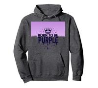 Purple Reign: Regal Crown Burst for Royal Enthusiasts Pullover Hoodie, Adult Unisex, Dark Heather Grey, XL
