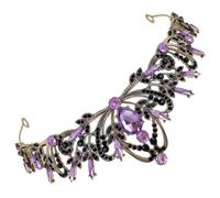 Purple Rhinestone Leaf Crown Hair Accessory for Party Weddings | Zinc Alloy with Acrylic Details, Secure Pin Loops, Shiny Finish, for Updo Styles and Special Occasions Random Color