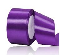 Purple Ribbon 50mm, Purple Satin Fabric Ribbon 23 Meters for Crafting, Gift Wrapping, Flower Bouquets, Balloons, DIY Bows, Wedding Party, Birthday Cakes and Christmas Decorations