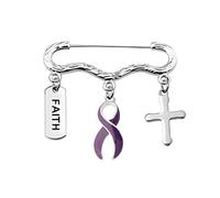 Purple Ribbon Pin Pancreatic Cancer Alzheimer's Awareness Lupus, Epilepsy, Crohn's Disease, Spoonie Gift (Purple faith -pin EU)