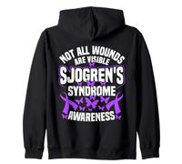 Purple Ribbon Support Wounds Sjogren's Syndrome Awareness Zip Hoodie
