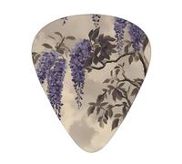 Purple Ring Beauty Vine printed guitar picks, 12-piece set with thin, medium, and thick styles, comes with a storage case