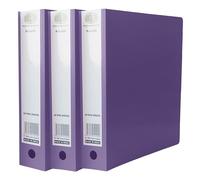 Purple Ring Binder A4 File Folder 65mm Spine with Finger Pull Ring 2 O-Ring Mechanism Holds Up to 500 Sheets Large Capacity Polypropylene Binder File for Document Organisation (Pack of 3)
