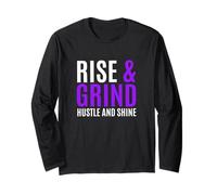 Purple Rise, Grind, Hustle, Shine Purple Graphic Long Sleeve T-Shirt