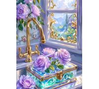 Purple Romantic Rose 500 Piece Jigsaw Puzzles for Adults, Fun jigsaw puzzles 500 pieces, Challenging Puzzle Perfect for Game Nights, Finished Puzzle Size is 52x38cm