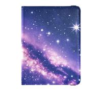 Purple Romantic Starry Sky Universe Badge ID Vaccine Card Holder Wallet Passport Cover Ultra Slim