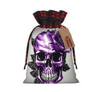 Purple Rose And Skull Print Gift Drawstring Reusable Pouches For Holiday Birthday Wedding Party Favors Bags