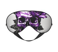 Purple Rose and Skull Print Sleep Eye Mask Outdoor Indoor Travel Camping Meditation Yoga Shift Work Breathable