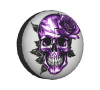 Purple Rose and Skull Print Spare tires cover,Universal Fit for Trailer SUV Trucks and other vehicles(60-83 cm)