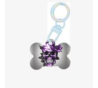 Purple Rose and Skull Printing Dog Tag Bone Shaped Double Sided Pattern Dog Id Tags Bone Shaped Pet Name Tags Dog Collar Tags