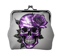 Purple Rose and Skull Small Makeup Bag for Purse, Mini Portable Cosmetic Bags, for Gym and Daily Use