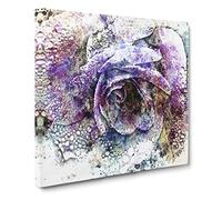 Purple Rose Canvas Print | Gallery Wrapped 30mm Frame Wall Art | 14x14 inches | Ready to Hang | Abstract Floral Picture | Living Room Bedroom Lounge Office