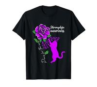 Purple Rose Cat Paws For The Cure Fibromyalgia Awareness T-Shirt
