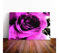 Purple Rose Flower Canvas Print | Gallery Wrapped 30mm Frame Wall Art | 30x20 inches | Ready to Hang | Modern Floral Picture | Living Room Bedroom Lounge Office