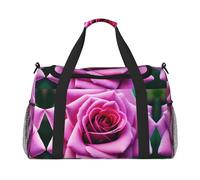 Purple Rose Flower Hand Travel Bag - Large Reusable Shopping Tote Bag, Perfect for Outdoor Activities, Sports, Camping & Groceries, Black, One Size