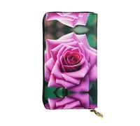 Purple Rose Flower Print Leather Long Clutch Wallet â€“ Fashionable Personalized Wallet, Multiple Card Slots, Gift Ready, Black, One Size, Black, One Size