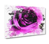 Purple Rose Flower V3 Canvas Print | Gallery Wrapped 30mm Frame Wall Art | 20x14 inches | Ready to Hang | Modern Floral Picture | Living Room Bedroom Lounge Office